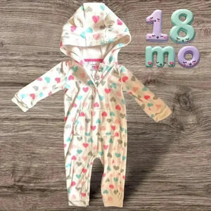 Carter’s 18mo 💜 hooded body suit w front pocket. Like new. Dist w bundle!